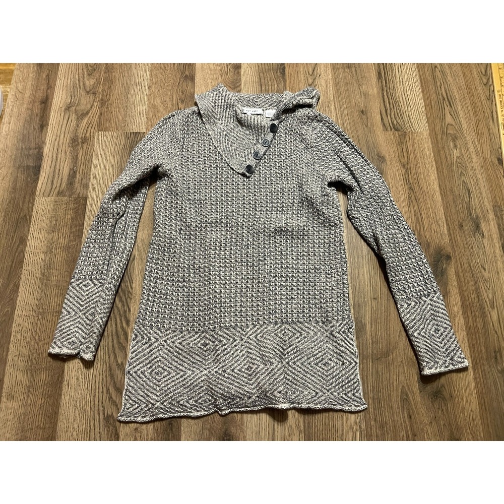 Eight Eight Eight Sweater, Women's Size Small, Gray, Pullover, Knit, 1/4 Buttons